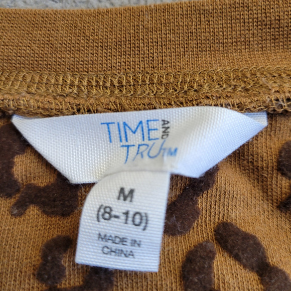 TIME AND TRUE Sweater Leopard Girls Size 8 10 Raised Print Orange Brown Fun - Picture 4 of 10